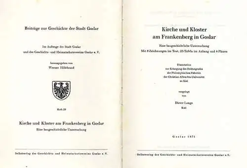 Harz Goslar Kirche Kloster am Frankenberg Architektur Geschichte Baukunst 1971