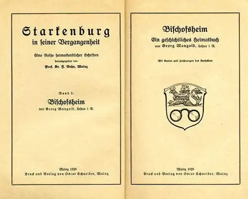 Rhein Hessen Mainz Bischofsheim Geschichte Chronik Heimatbuch 1929