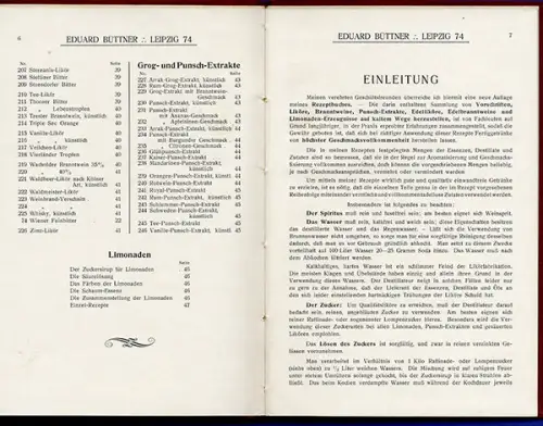 Leipzig Alkohol Branntwein Likör Punsch Limonade Herstellung Rezeptbuch 1929