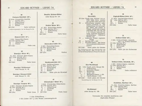 Leipzig Alkohol Branntwein Likör Punsch Limonade Herstellung Rezeptbuch 1929