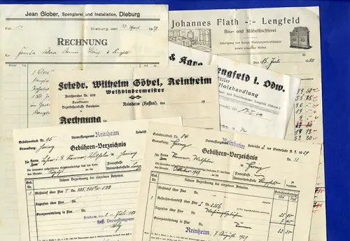 Hessen Odenwald Lengfeld Reinheim alte Handwerker Rechnung Dokumente 1927
