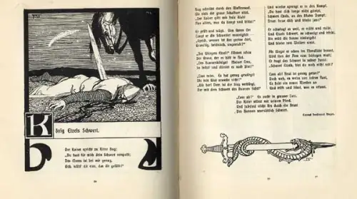 Deutsches Helden Heimat Lieder und Balladen Kunst Grafik Buch 1925