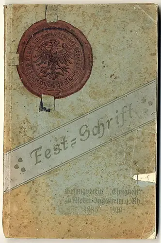 Rhein Pfalz Nieder Ingelheim Geschichte 25 Jahre Gesangverein Festschrift 1910