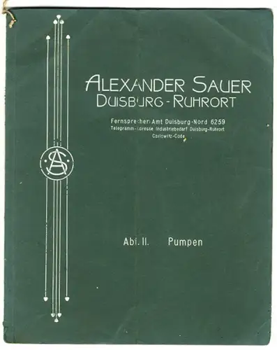 Rhein Westfalen Duisburg Wasser Niagarra Pumpen Katalog Musterbuch 1910
