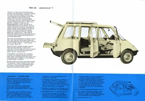 Design Experiment Automobil Geschichte Autonova Fam Prospekt 1965 Faksimile