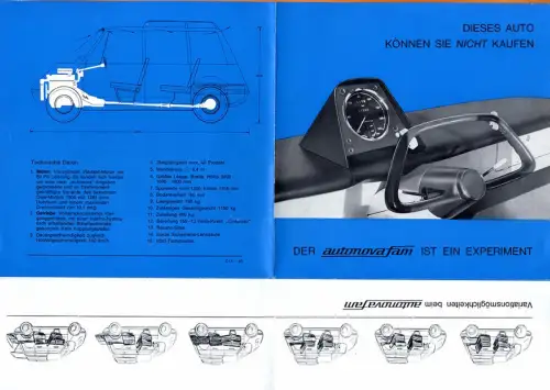 Design Experiment Automobil Geschichte Autonova Fam Prospekt 1965 Faksimile