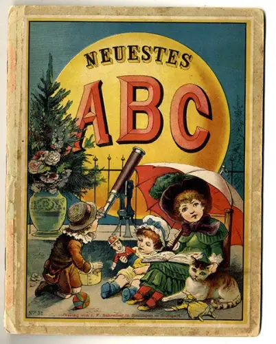 Selten Kinder Fibel ABC Lesebuch illustiriert Schreiber Esslingen Stuttgart 1890