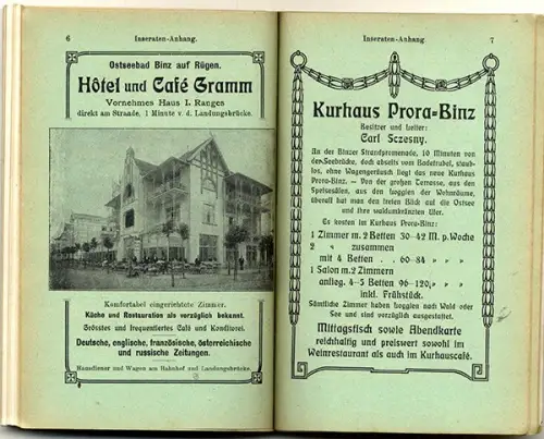 Ostsee Insel Rügen Sassnitz Putbus Binz Sellin Arkona Verkehr Reiseführer 1908