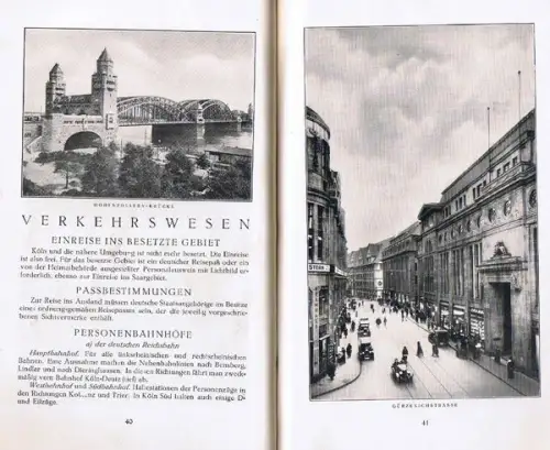 Rhein Köln Stadt Geschichte Verkehr Stadtplan Werbung alter Reiseführer 1926