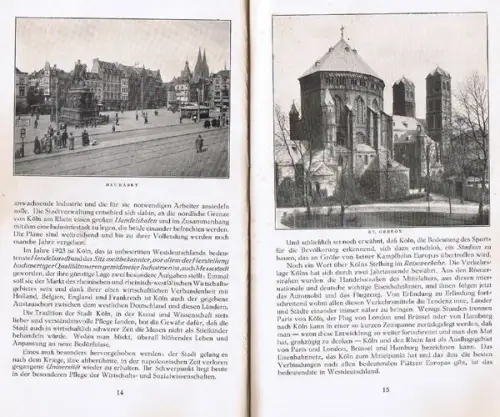 Rhein Köln Stadt Geschichte Verkehr Stadtplan Werbung alter Reiseführer 1926