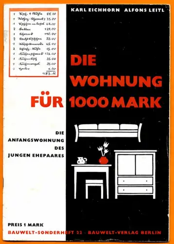 Die Wohnung für 1000 Mark Deutsche Möbel Design Bauwelt Sonderheft 1941