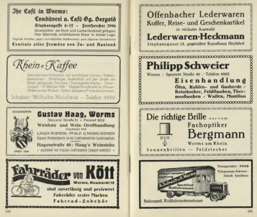 Rhein Hessen Worms Stadt Geschichte Baukunst Verkehr alter Reiseführer 1935