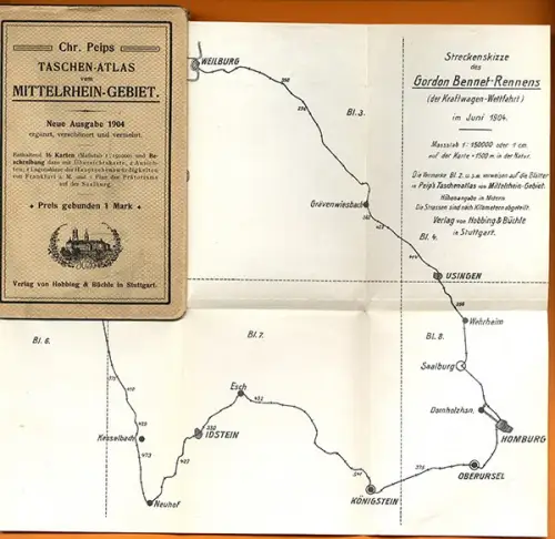 Hessen Rhein Main Taunus Frankfurt Nassau Peip Taschen Atlas 1904