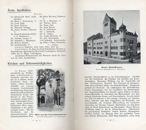 Italien Südtirol Bozen Tourismus Stadt Geschichte alter Reiseführer 1909