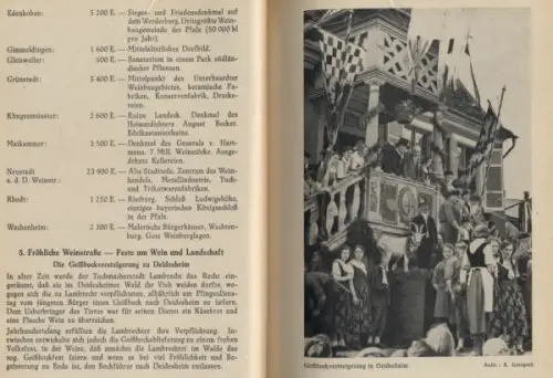 Rheinland Pfalz Weinstraße Wasgau Saar Geschichte Volkskunde Heimatbuch 1944