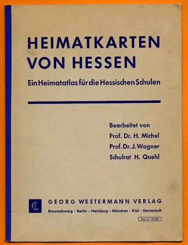 Hessen Geografie Heimatkunde Städt Landschaft Wirtschaft alter Schulatlas 1960