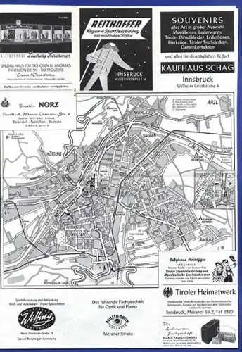 Österreich Wintersport Olympiastadt Innsbruck Tourismus Falt Werbeprospekt 1960