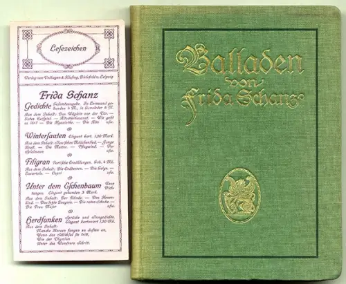Deutsche Literatur Frauen Lyrik Lieder Balladen von Frida Schanz Leipzig 1904
