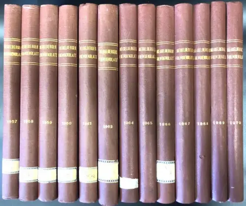 Baden Neckar Heidelberg Fremdenblatt Zeitschrift Jahrgang 1957 - 1970 komplett