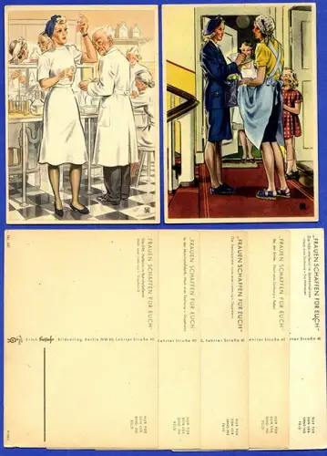 Deutsches Reich Frauen Arbeit Männer Berufe 14 Kunst Grafik Propaganda Karten