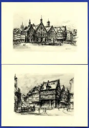 Hessen Frankfurt Main Altstadt Römer Oper Richard Enders Grafik Mappe 1937