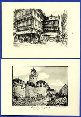 Hessen Frankfurt Main Altstadt Römer Oper Richard Enders Grafik Mappe 1937