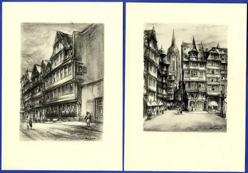 Hessen Frankfurt Main Altstadt Römer Oper Richard Enders Grafik Mappe 1937