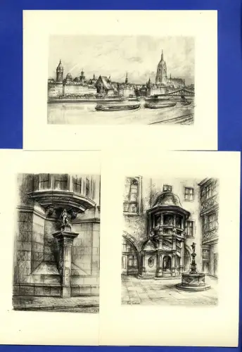 Hessen Frankfurt Main Altstadt Römer Oper Richard Enders Grafik Mappe 1937