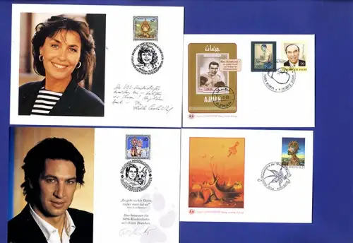 Österreich Briefmarken Philatelie SOS Kinderdorf 10 Stempel Autogramme Karten