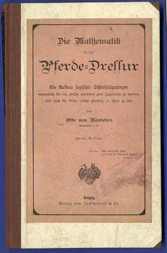 Rarität Reiten Mathematik in der Pferde Dressur Rittmeister Monteton 1901
