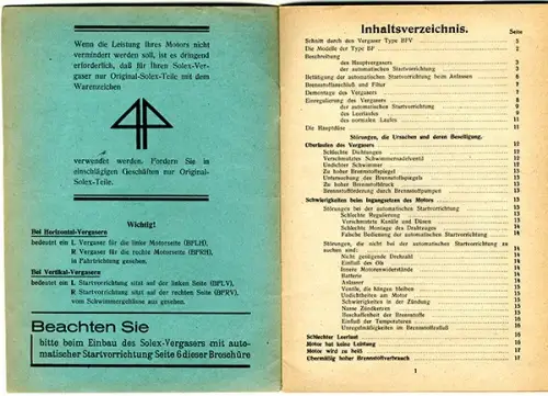 Auto Oldtimer Technik Solex Vergaser Technik Aufbau Beschreibung um 1930