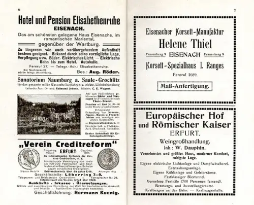 Thüringen Thüringer Wald Hotel Gaststätten Reiseführer Jugendstil Buch 1916