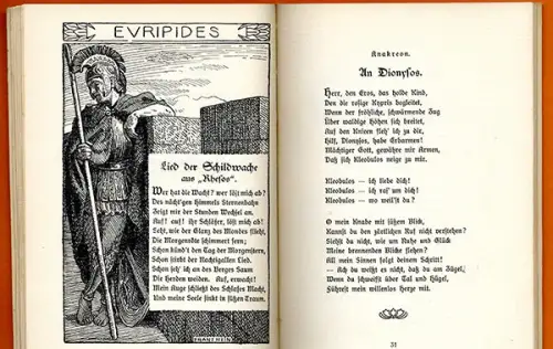 Studentika Hellas Gesänge in deutschen Versen Kunst Grafik Franz Hein Buch 1912