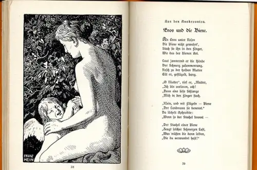 Studentika Hellas Gesänge in deutschen Versen Kunst Grafik Franz Hein Buch 1912