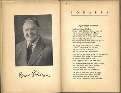 Hessen Offenbach Pfefferniss Verse Geschichten Mundart Karl Eichhorn Buch 1960