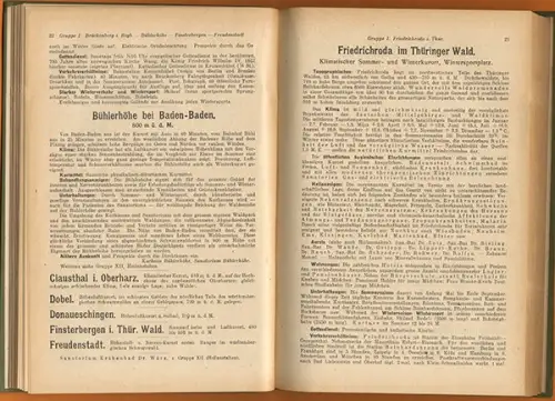 Deutschland Schweiz Italien Bäder Kurort Heilanstalten Quellen Jahrbuch 1925