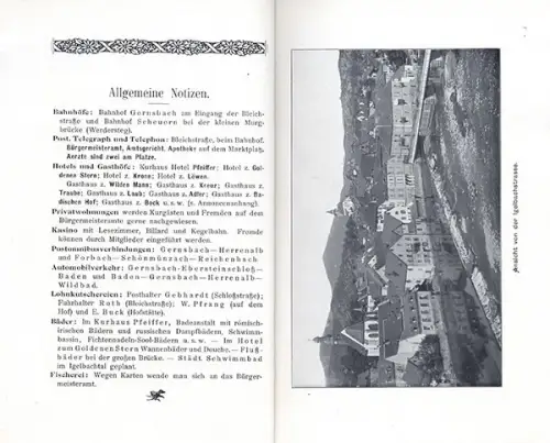 Baden Schwarzwald Gernsbach Murgtal Stadt Geschichte Adressbuch Reiseführer 1910