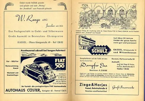 Hessen Kassel Stadt Geschichte Zissel Volksfest Program Festschrift 1960