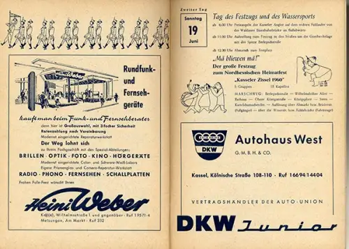 Hessen Kassel Stadt Geschichte Zissel Volksfest Program Festschrift 1960