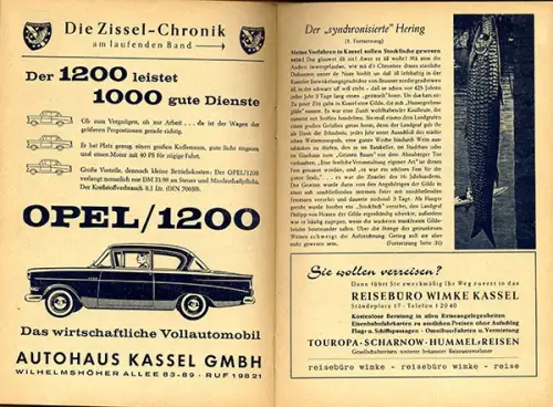 Hessen Kassel Stadt Geschichte Zissel Volksfest Program Festschrift 1960