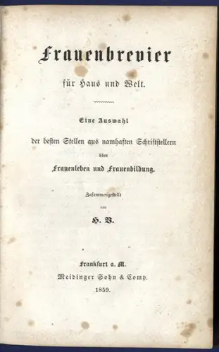 Deutschland Kultur Sitten Geschichte Frauenleben Ehe Familie Kinder Buch 1854