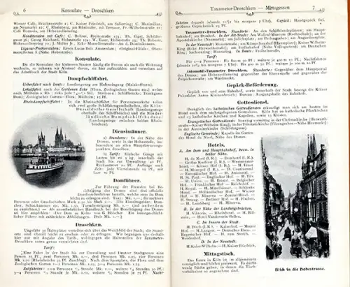 Rhein Köln Stadt Geschichte Verkehr Stadtplan Werbung alter Reiseführer 1905