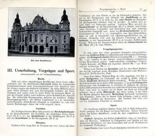 Rhein Köln Stadt Geschichte Verkehr Stadtplan Werbung alter Reiseführer 1905