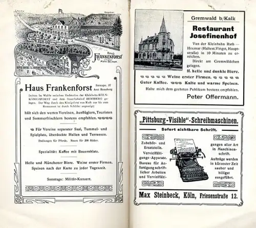 Rhein Köln Stadt Geschichte Verkehr Stadtplan Werbung alter Reiseführer 1905