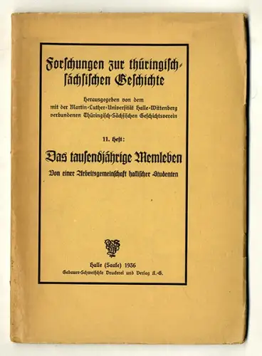 Sachsen Anhalt Unstrut  Nebra 1000 Jahre Memleben Kloster Dorf Geschichte 1936