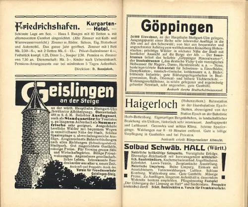 Württemberg Schwaben Hohenzollern Jagst Neckar Reiseführer Wanderbuch 1911