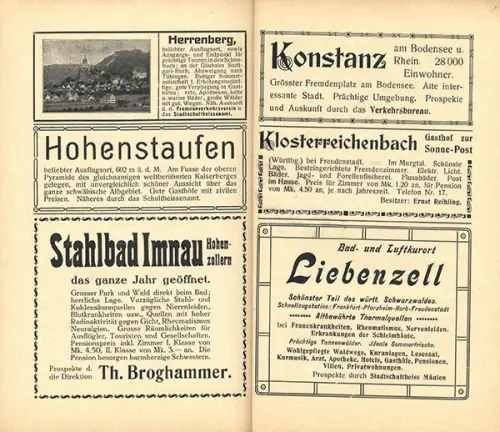 Württemberg Schwaben Hohenzollern Jagst Neckar Reiseführer Wanderbuch 1911