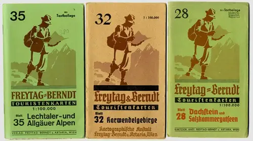 Alpen Deutschland Österreich Bergsteigen Alpine 8 Freytag Touristen Karten 1930