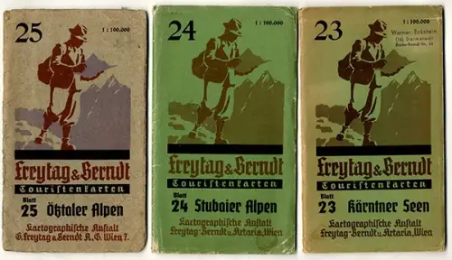Alpen Deutschland Österreich Bergsteigen Alpine 8 Freytag Touristen Karten 1930