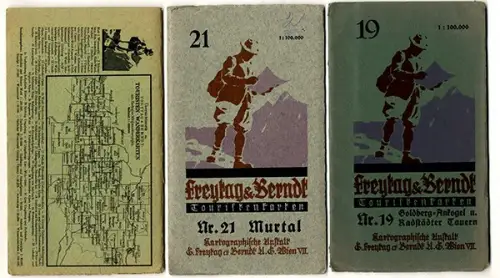 Alpen Deutschland Österreich Bergsteigen Alpine 8 Freytag Touristen Karten 1930